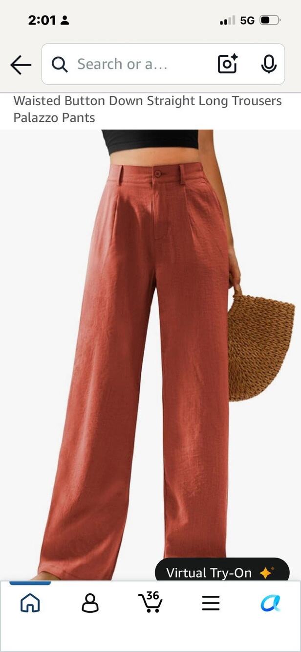 Womens Casual Wide Leg Pants High Waisted Button Down Straight Long Trousers MED